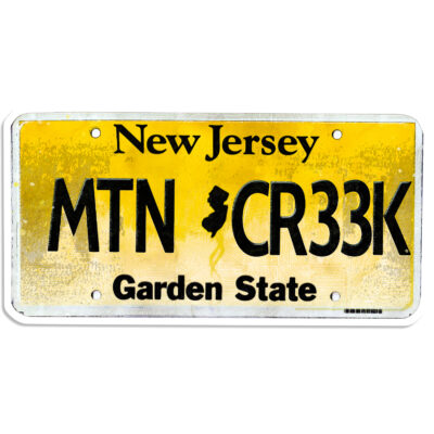 Graphic Sticker of NJ License Plate reads Mtn Cr33k