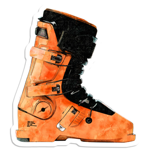 graphic of orange Full Tilt ski boots sticker
